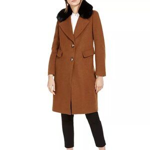 Calvin Klein Faux-Fur Walker Coat, size PXS, Brown